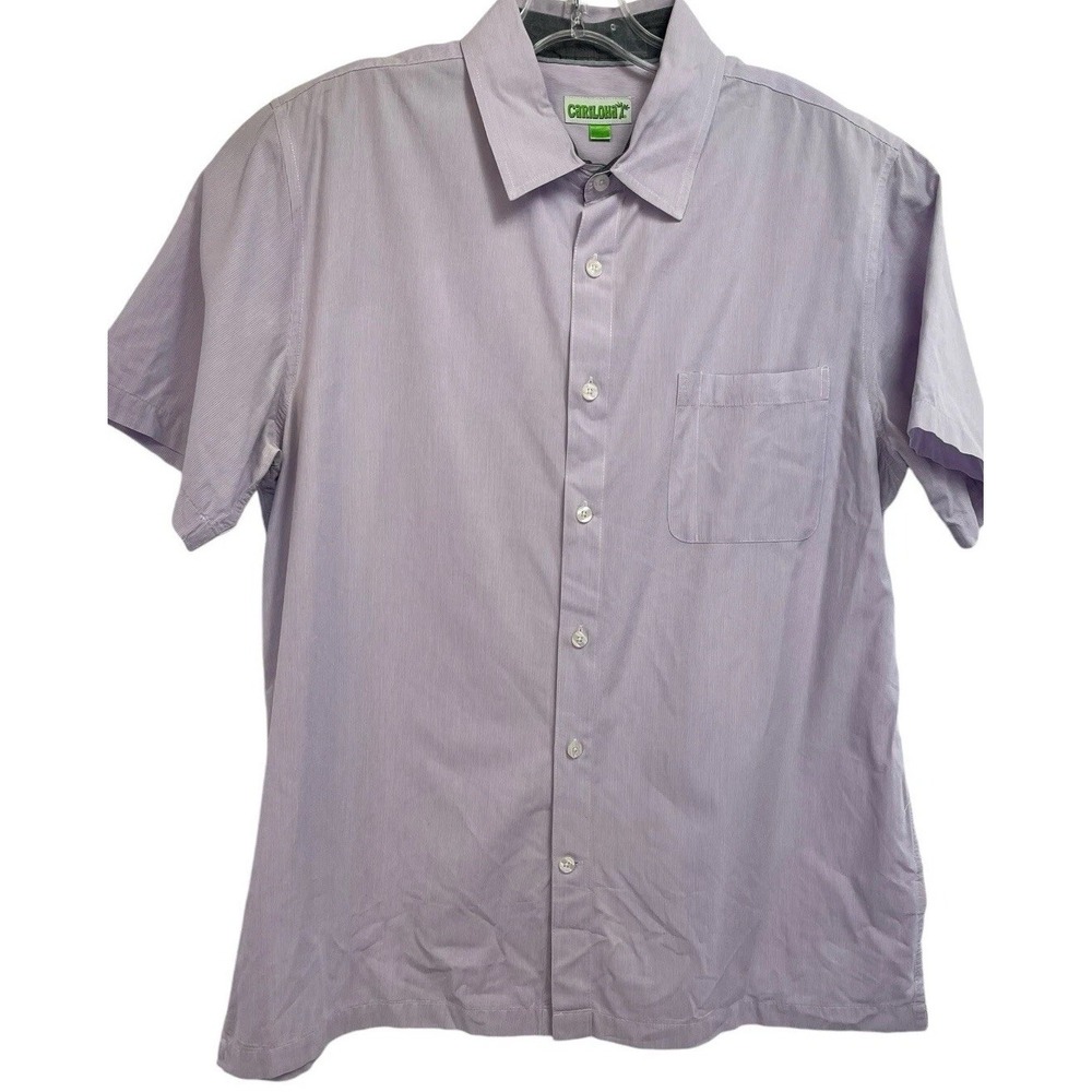 Cariloha Mens Sz XL Violet Striped Cotton/Bamboo Blend Button Up Shirt (P12) EUC